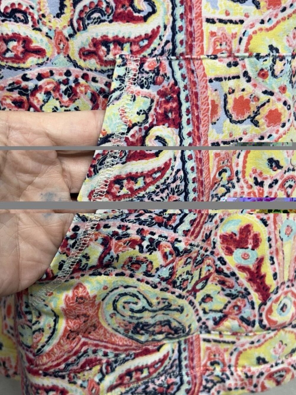 T By Talbots Quarter Zip Pullover Fleece Women’s XL Paisley Multicolor Pockets - Picture 4 of 6